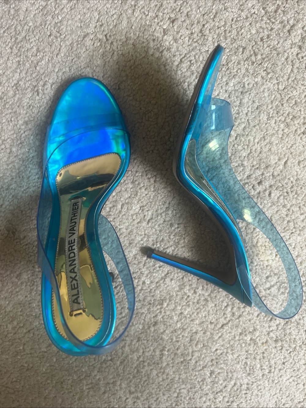 Alexandre Vauthier Blue Iridescent PVC High Heel 105mmSandals37